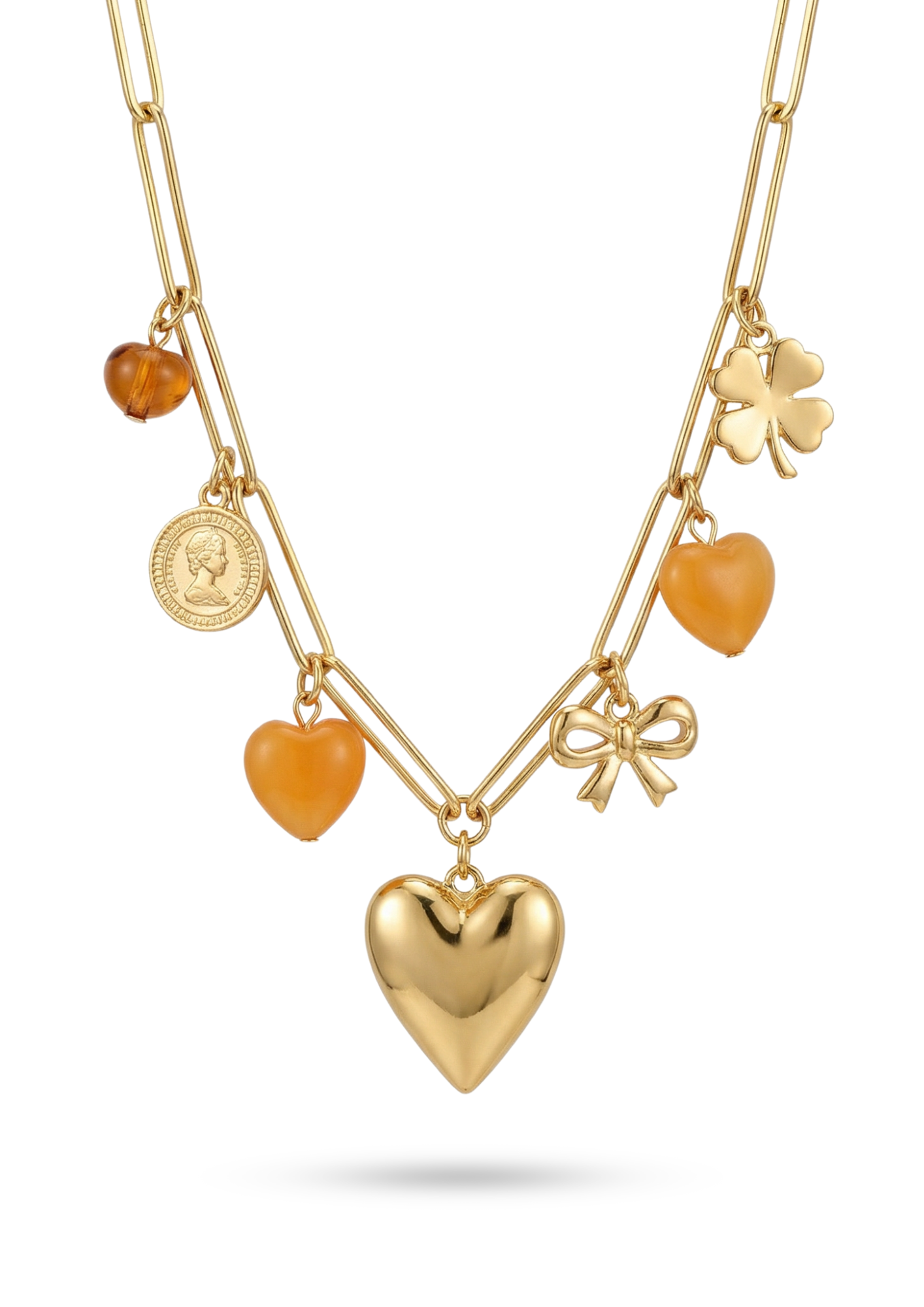 Collier Charms Cœur Orange