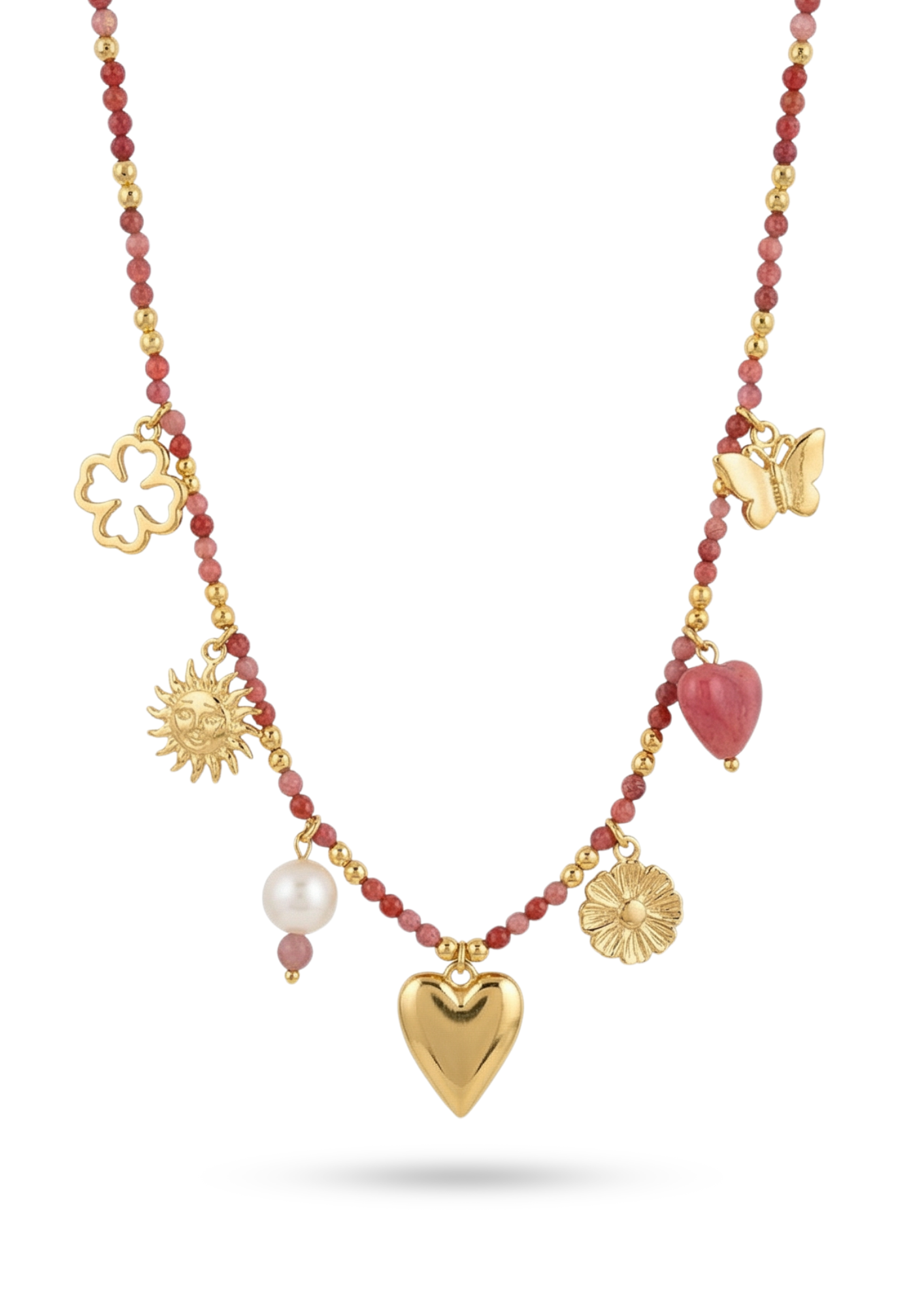 Collier Charms Perle Rose
