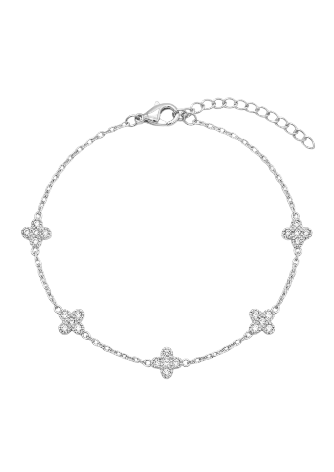 Bracelet Acier Inoxydable Trèfle Strass