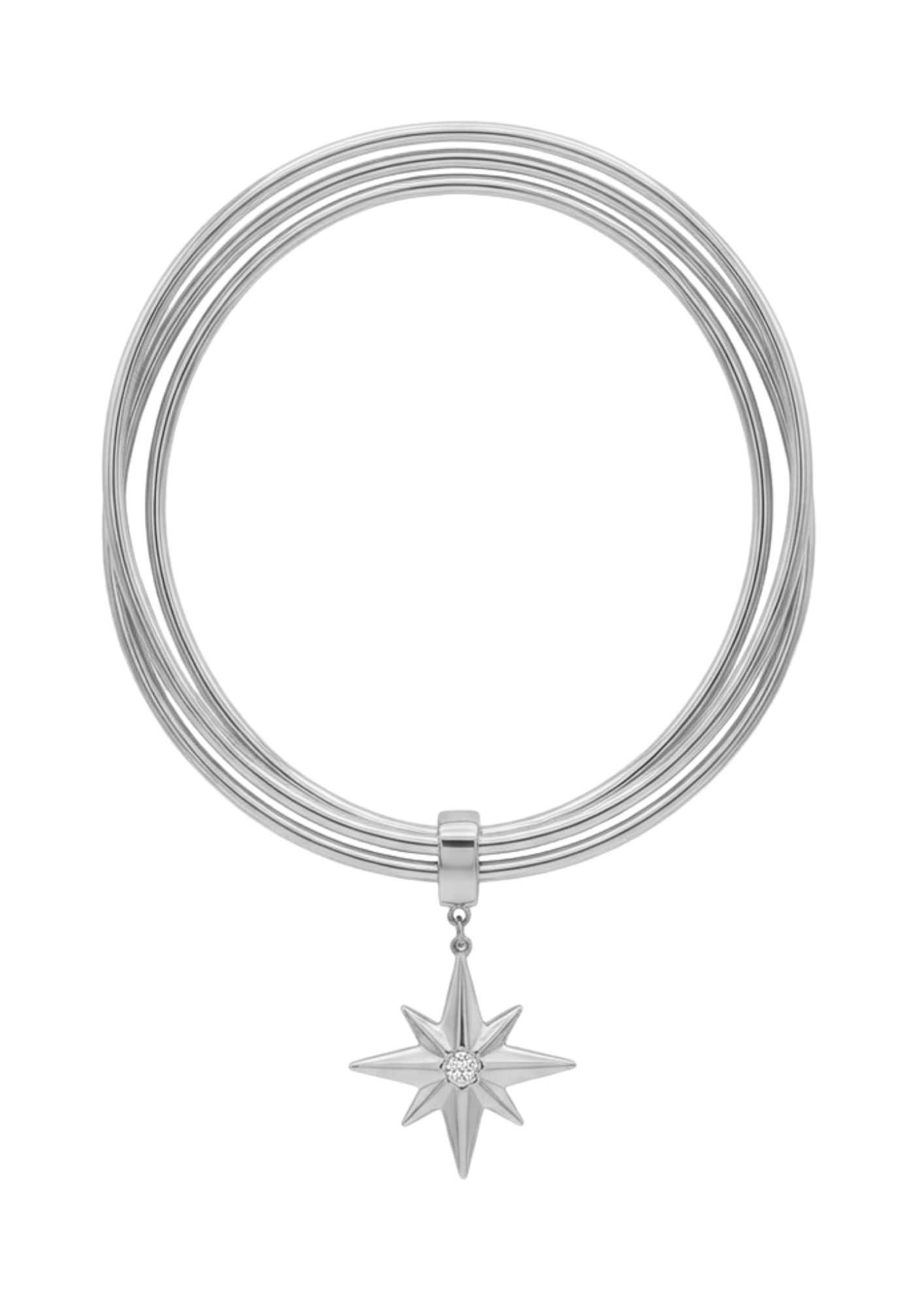 Triple Jonc Breloque Étoile Strass