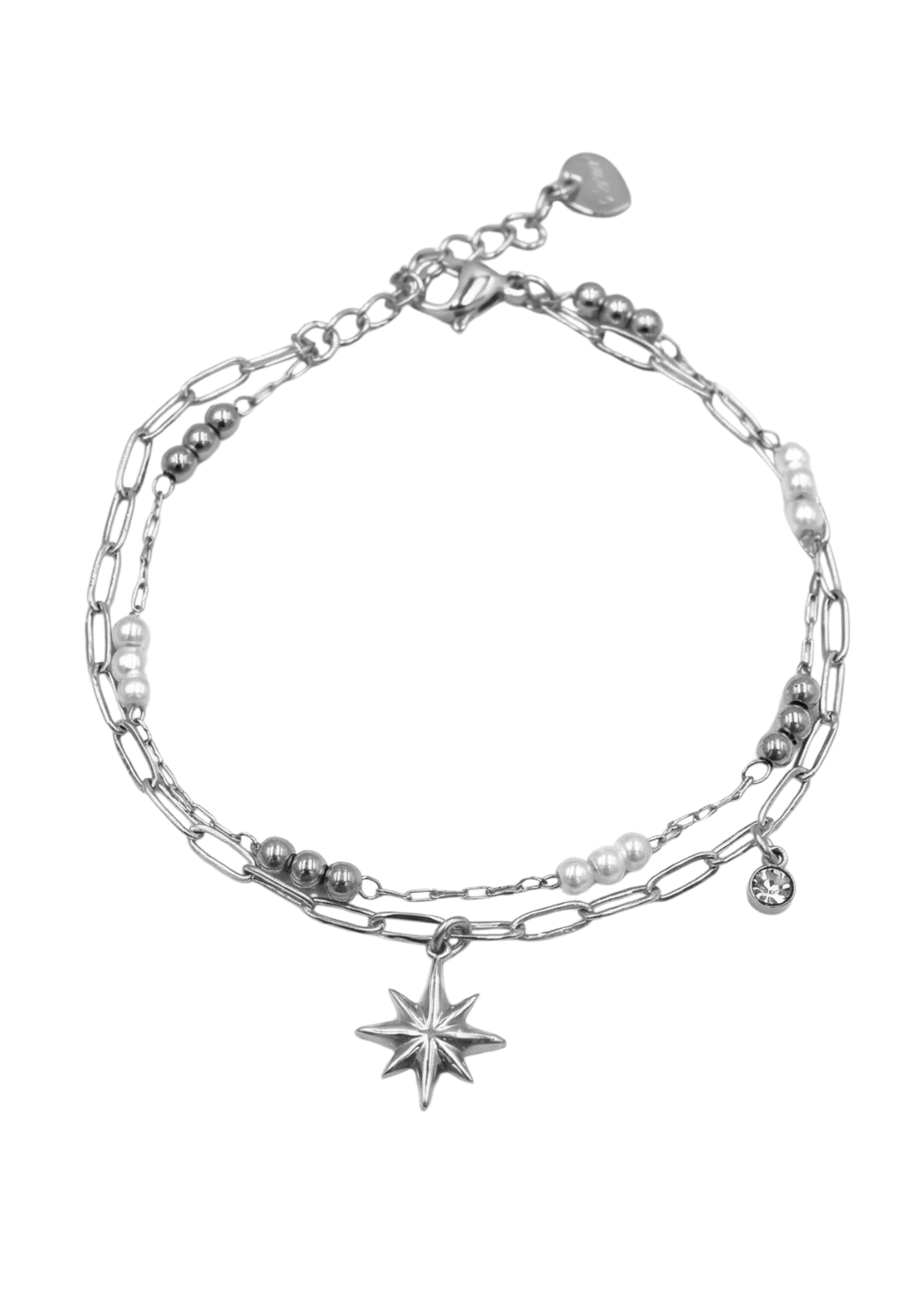 Double Bracelet Acier Inoxydable Pendentif Étoile