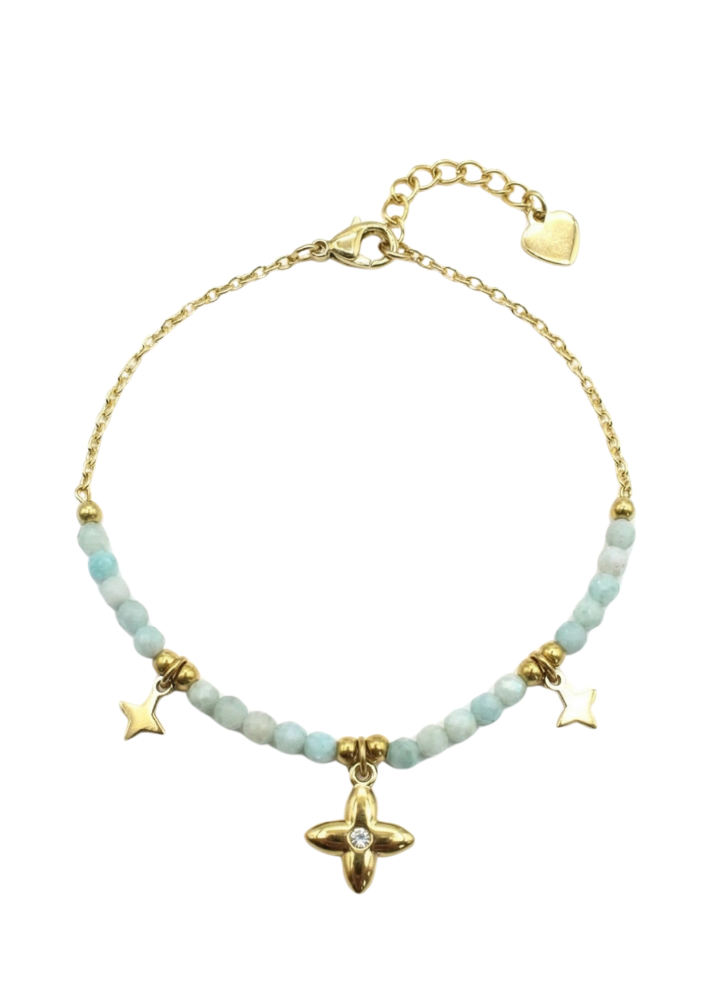Bracelet Acier Inoxydable Perles Pendentif