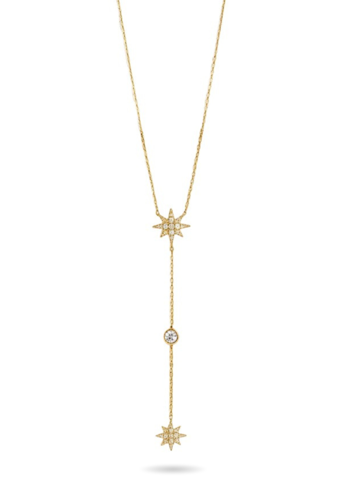 Collier Y Acier Inoxydable Double Étoile