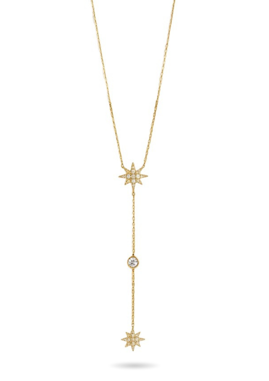 Collier Y Acier Inoxydable Double Étoile