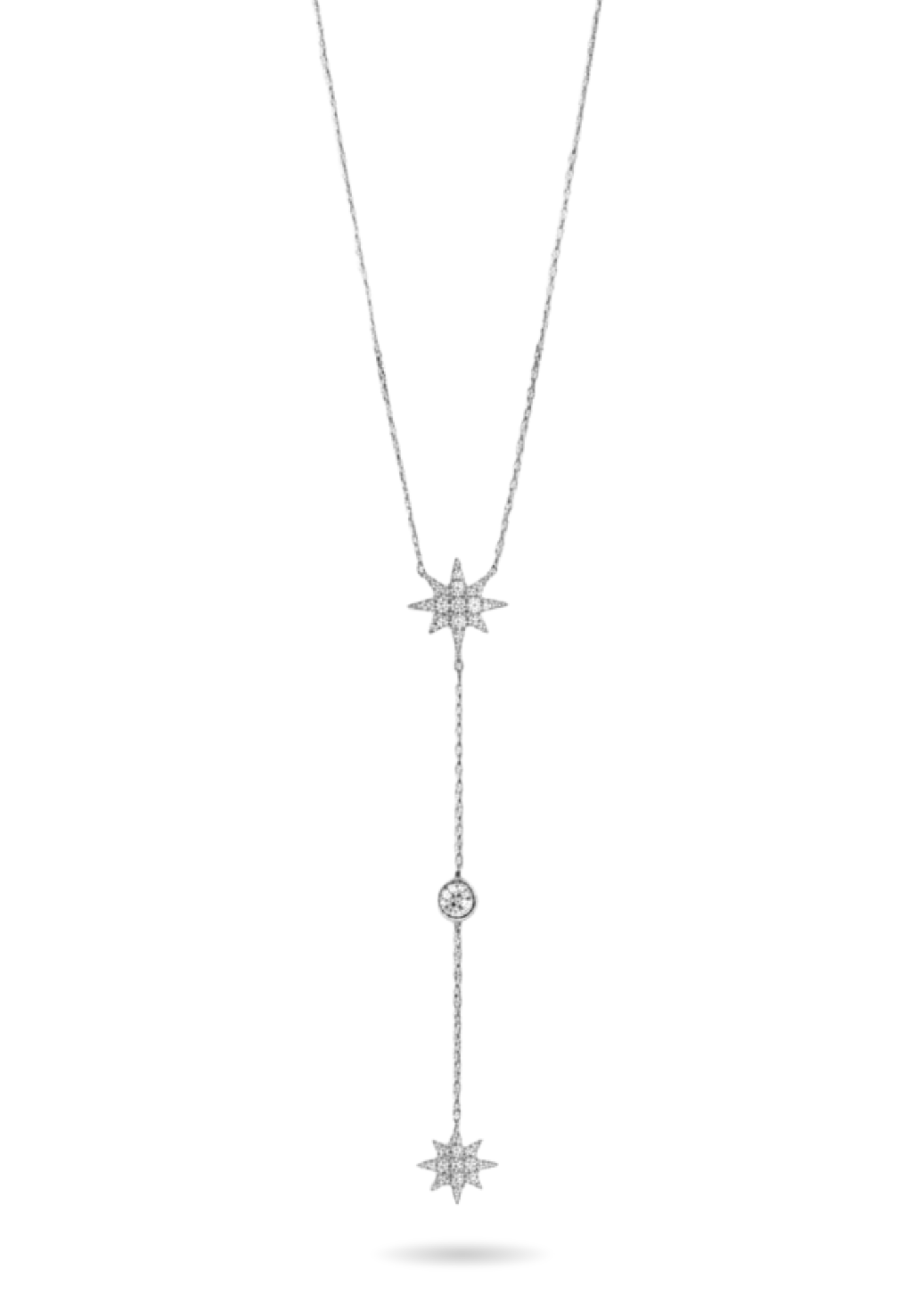 Collier Y Acier Inoxydable Double Étoile