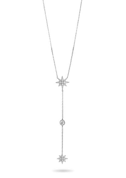 Collier Y Acier Inoxydable Double Étoile