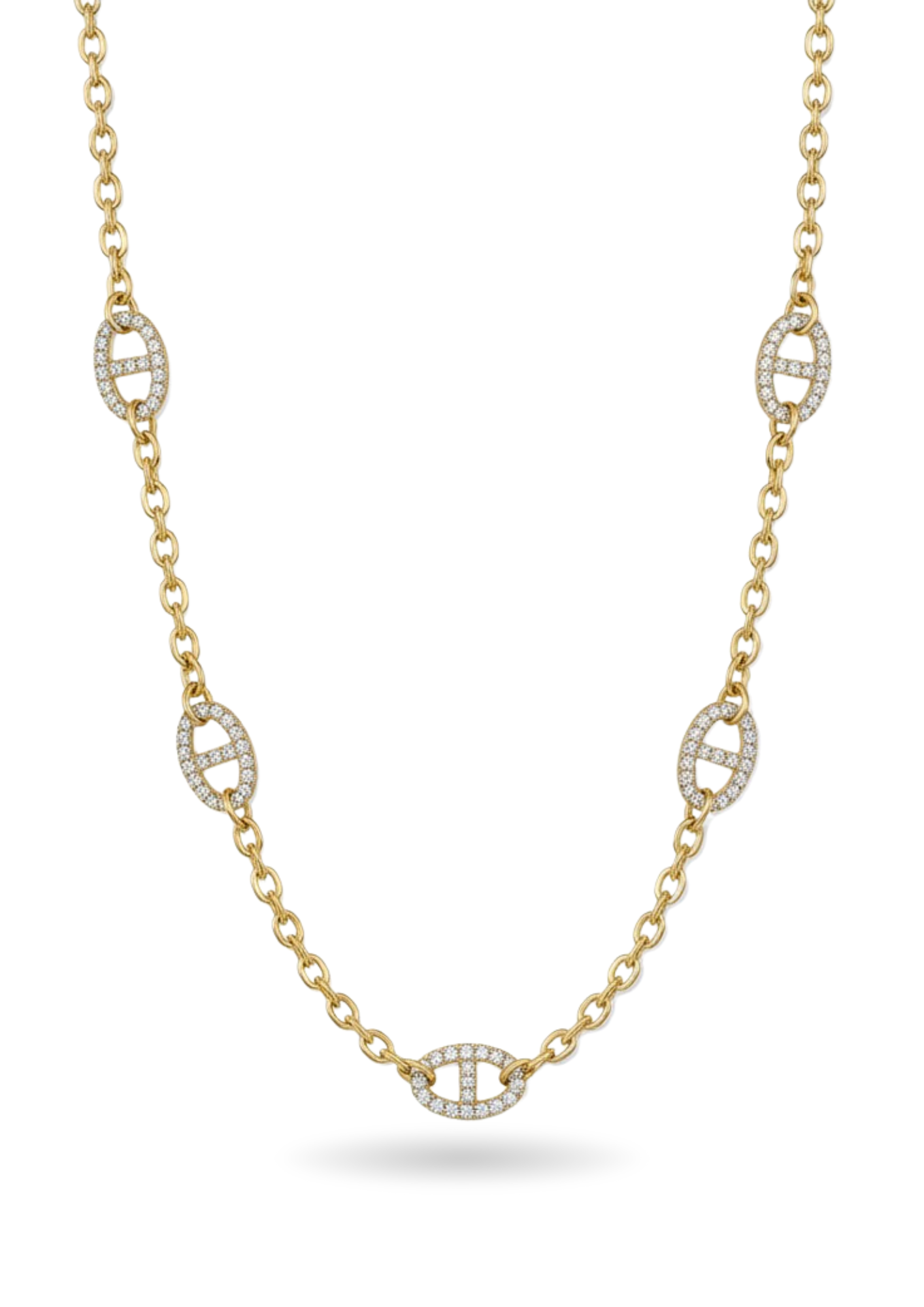 Sautoir Acier Inoxydable Ovale Strass