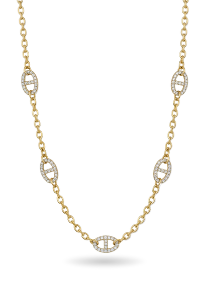 Sautoir Acier Inoxydable Ovale Strass