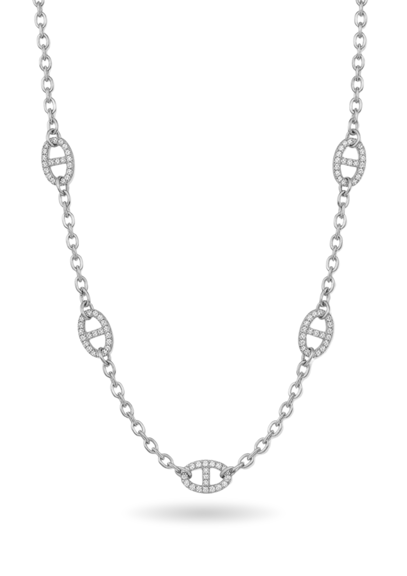 Sautoir Acier Inoxydable Ovale Strass