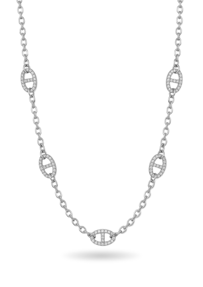 Sautoir Acier Inoxydable Ovale Strass