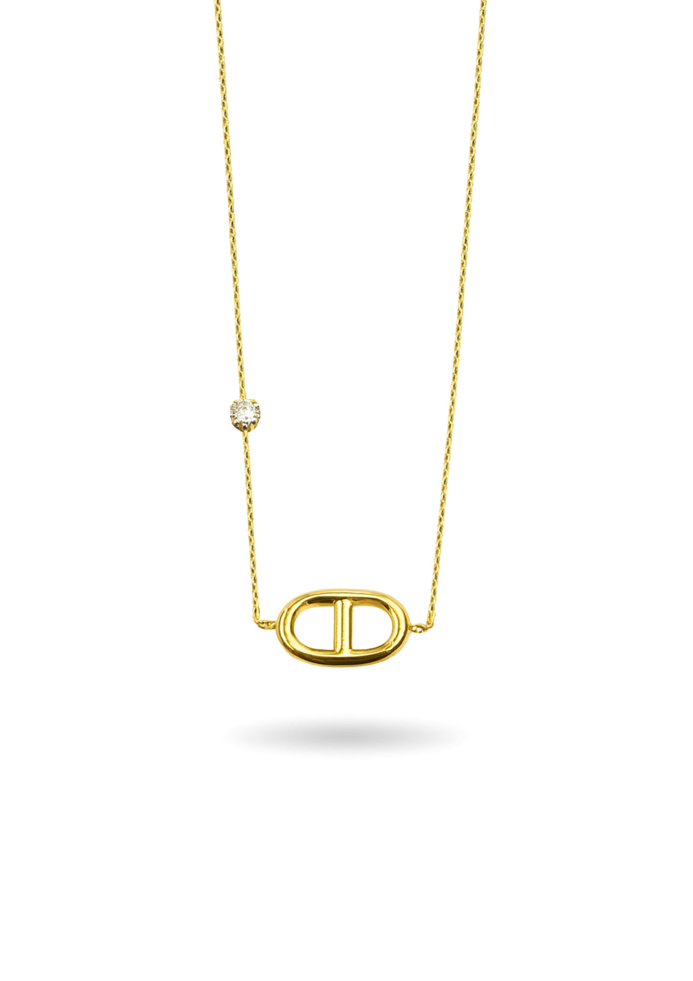 Collier Acier Inoxydable Ovale Zircon