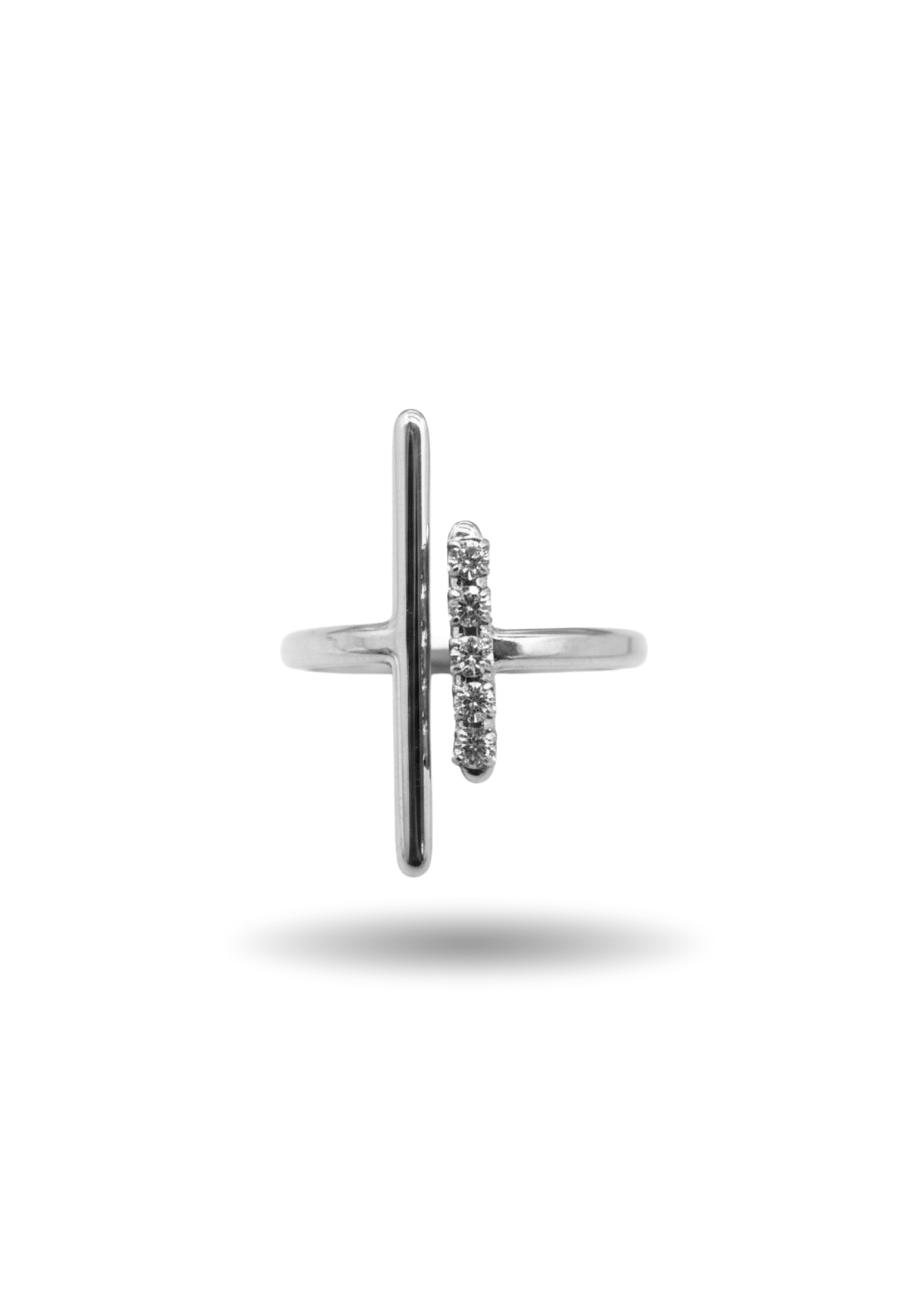 Bague Acier Inoxydable Barre Strass