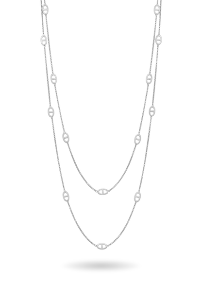 Double Sautoir Acier Inoxydable Ovale