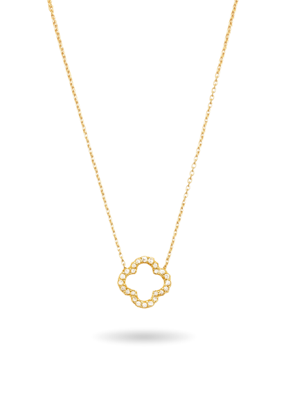 Collier Acier Inoxydable Trèfle Strass