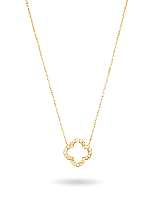 Collier Acier Inoxydable Trèfle Strass