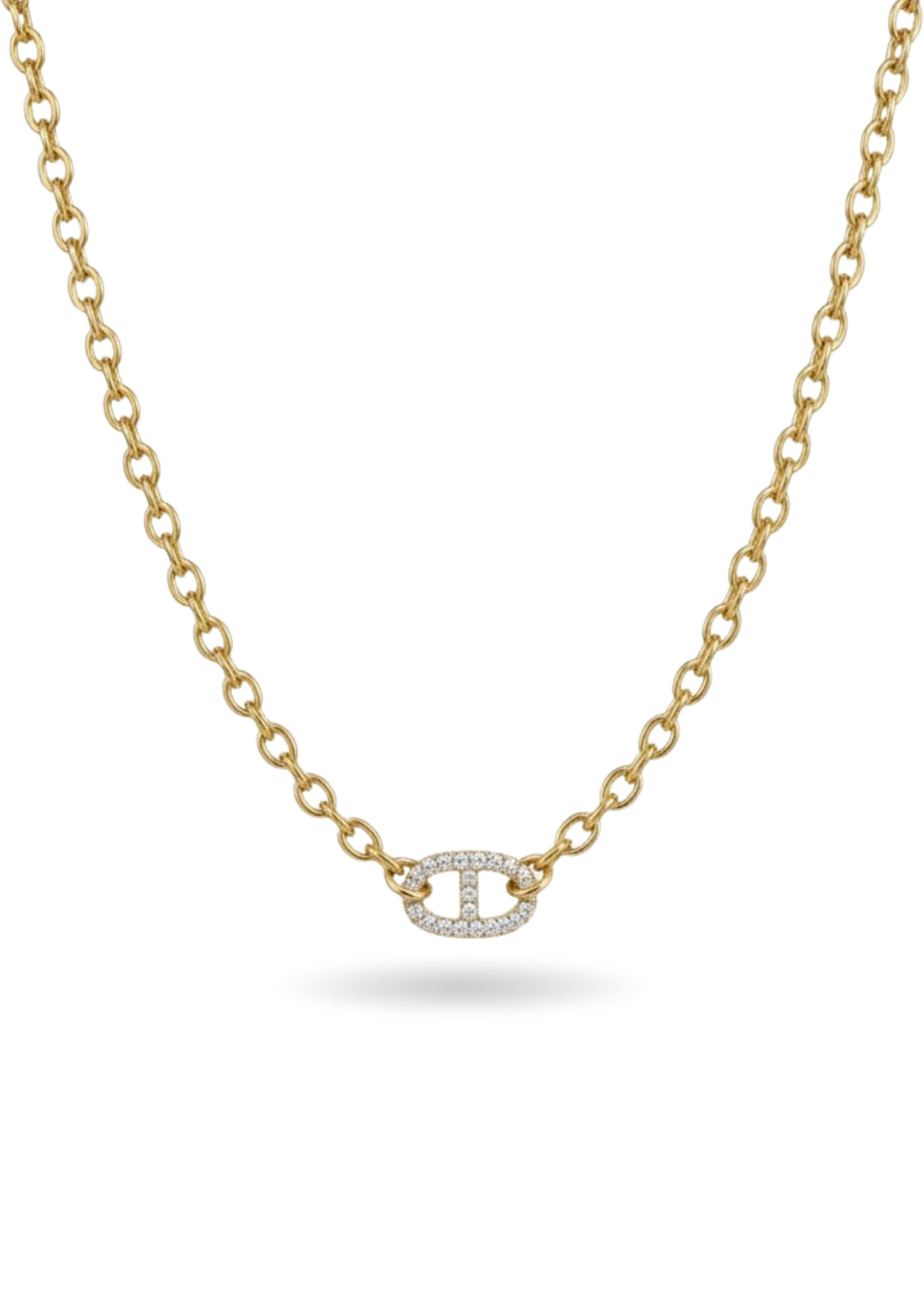 Collier Acier Inoxydable Maille Marine Strass