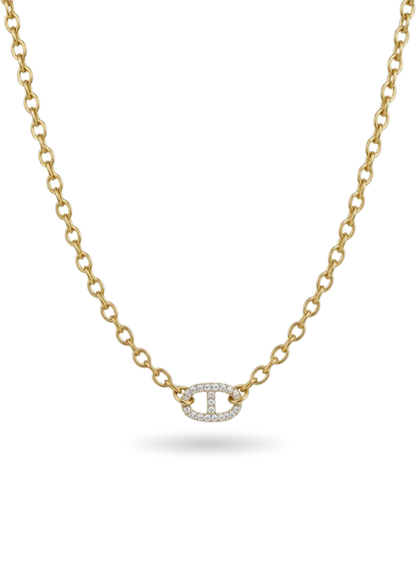 Collier Acier Inoxydable Maille Marine Strass