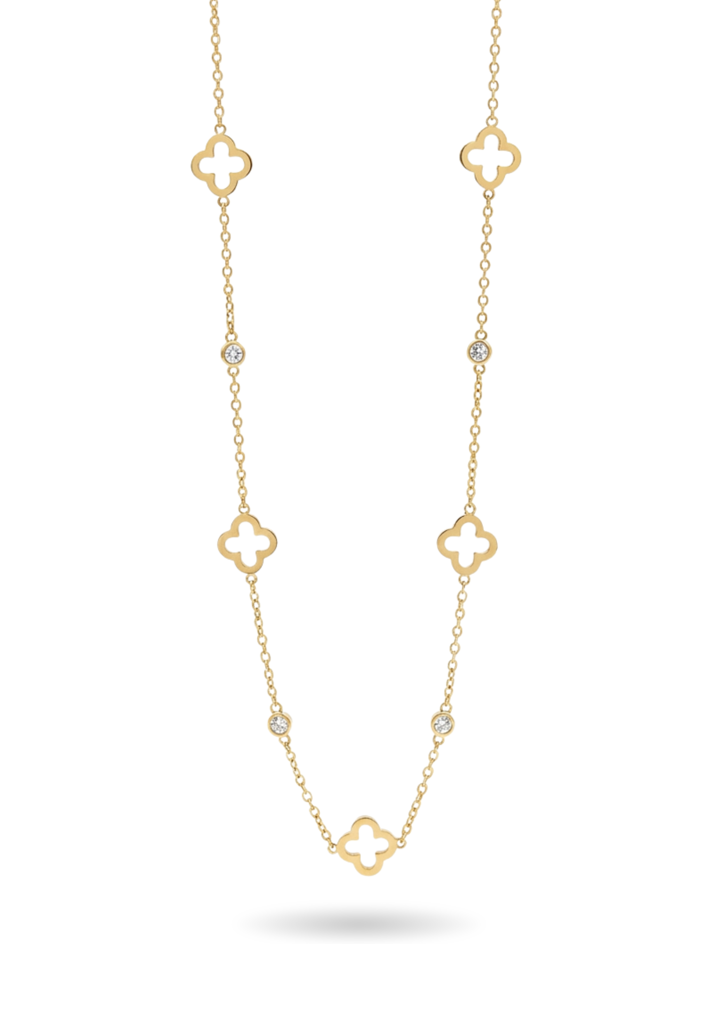 Collier Acier Inoxydable Trèfle Zircon