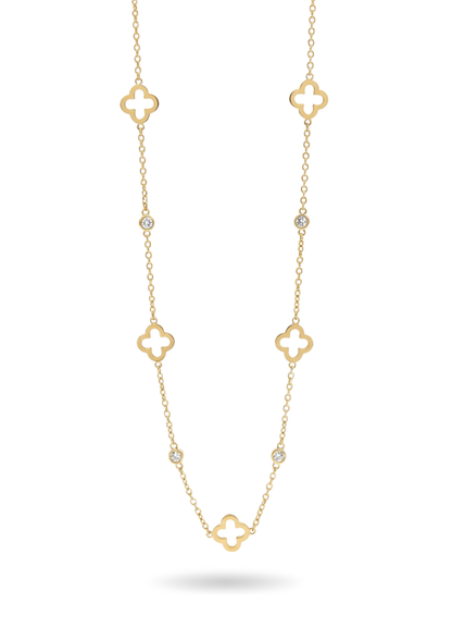 Collier Acier Inoxydable Trèfle Zircon