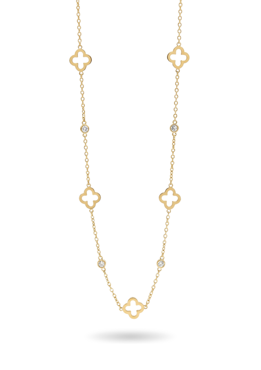 Collier Acier Inoxydable Trèfle Zircon