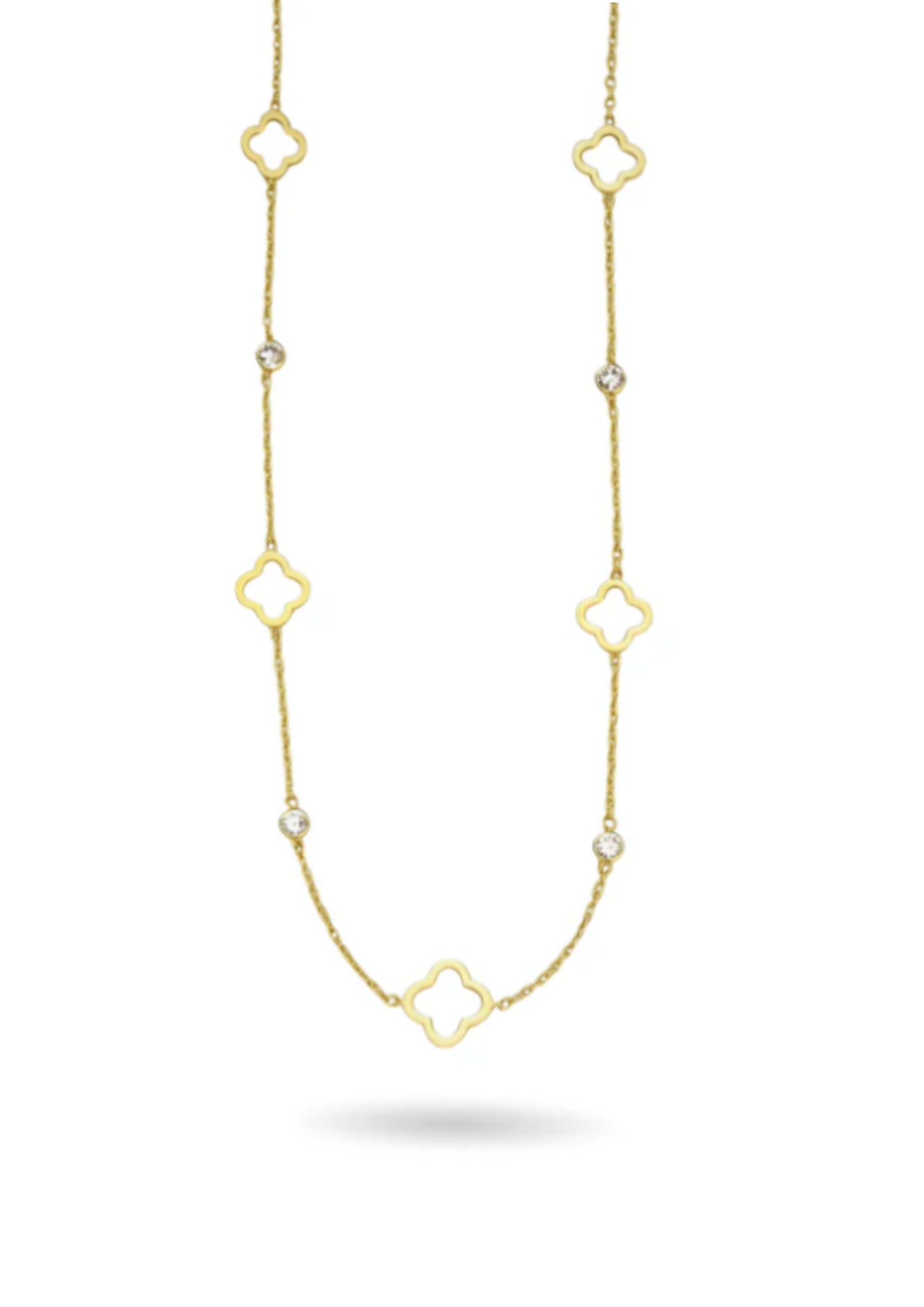 Collier Acier Inoxydable Trèfle Zircon