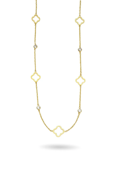 Collier Acier Inoxydable Trèfle Zircon