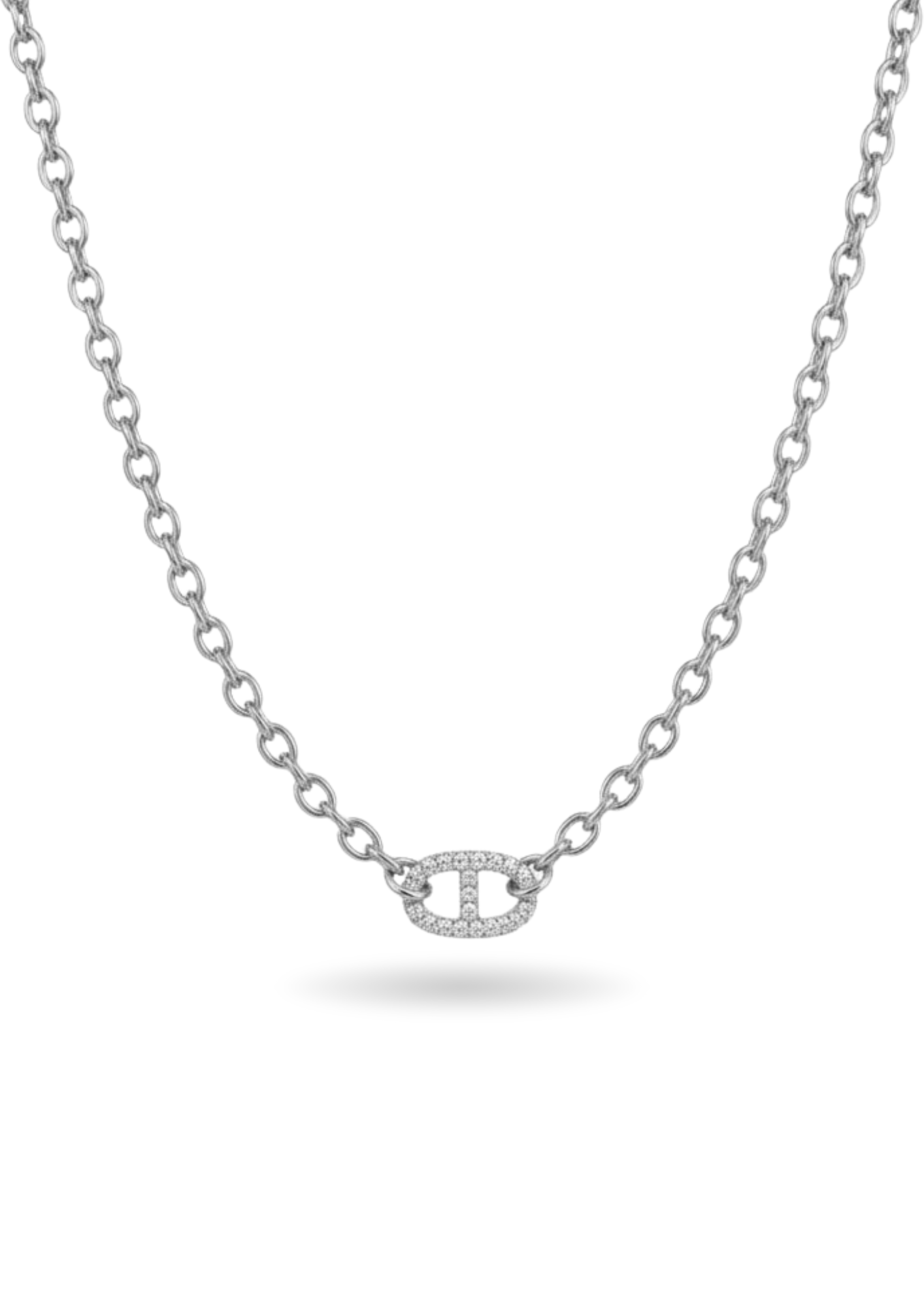 Collier Acier Inoxydable Maille Marine Strass
