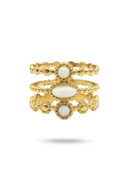 Bague Acier Inoxydable Pierre Naturelle