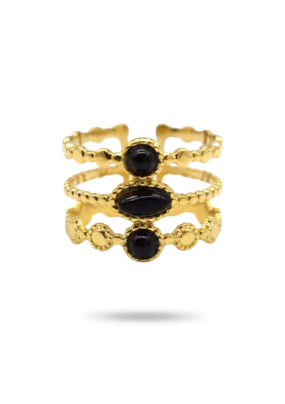 Bague Acier Inoxydable Pierre Naturelle