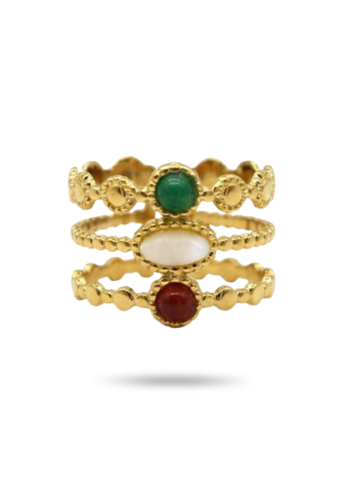 Bague Acier Inoxydable Pierre Naturelle pas cher