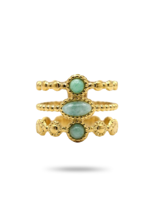 Bague Acier Inoxydable Pierre Naturelle pas cher