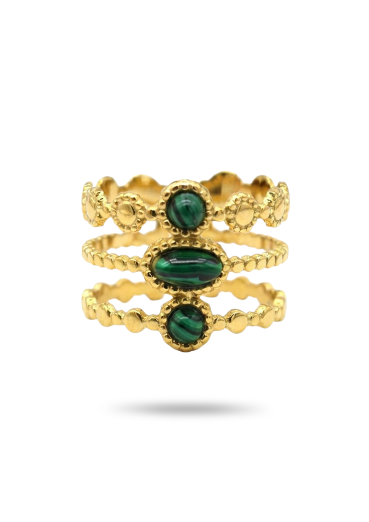 Bague Acier Inoxydable Pierre Naturelle malachite