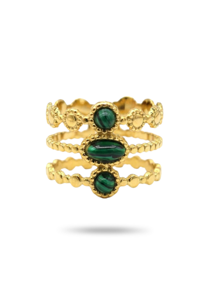 Bague Acier Inoxydable Pierre Naturelle malachite