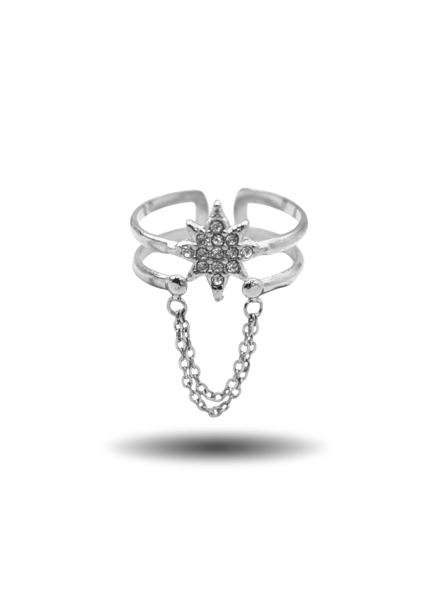 Bague Acier Inoxydable Étoile Chaine