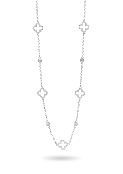 Collier Acier Inoxydable Trèfle Zircon