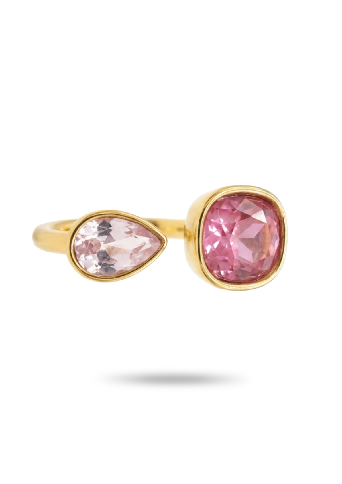Bague Acier Inoxydable Double Pierre Couleur