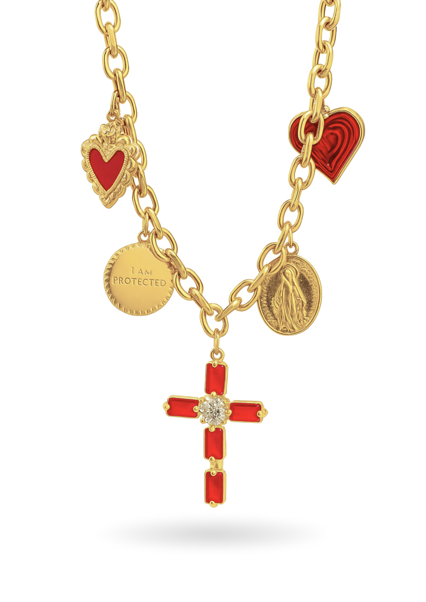 Collier Charms Croix Rouge