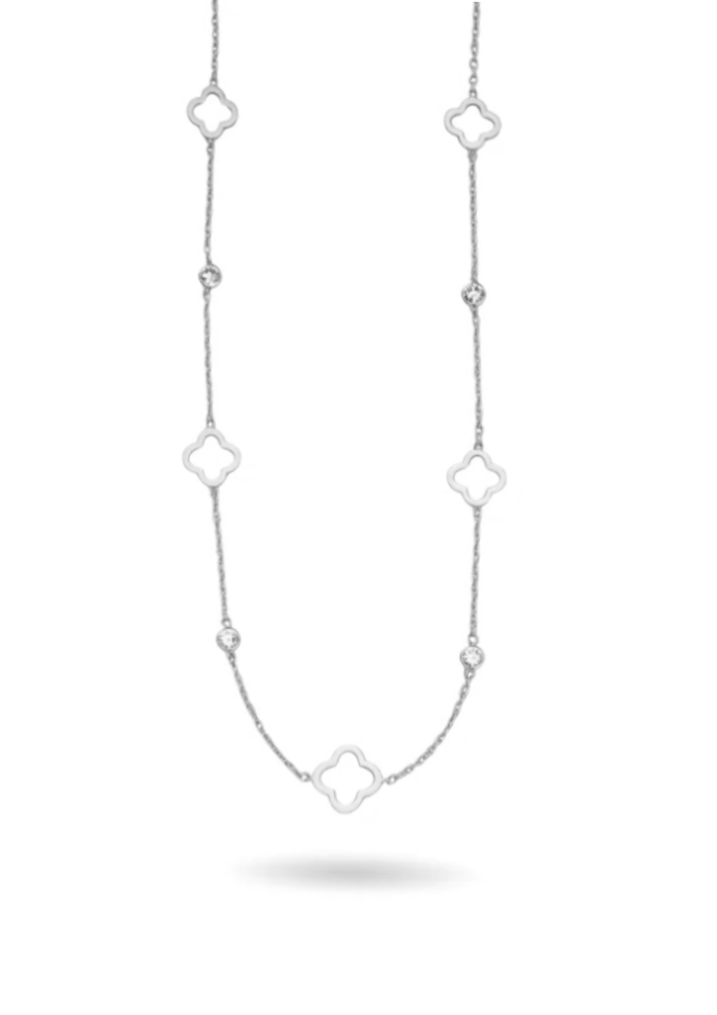 Collier Acier Inoxydable Trèfle Zircon