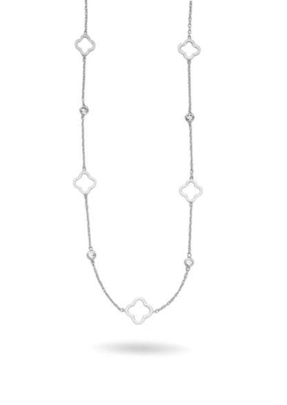 Collier Acier Inoxydable Trèfle Zircon