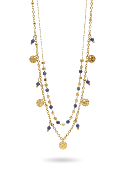 Collier Acier Inoxydable Double rangs perles