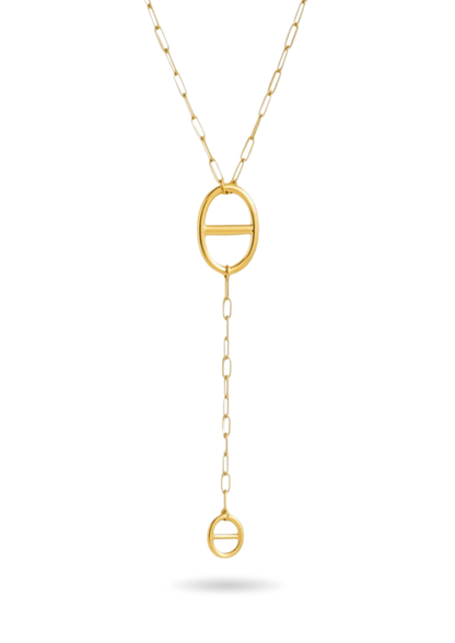 Collier Y Acier Inoxydable Double Maille Marine