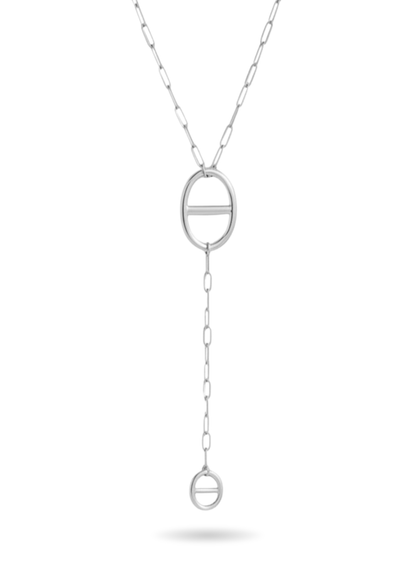 Collier Y Acier Inoxydable Double Maille Marine