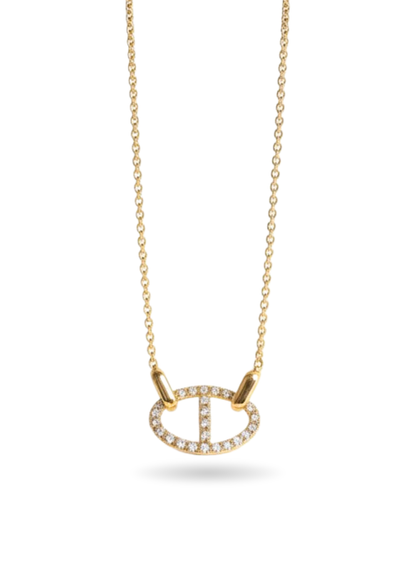 Collier Acier Inoxydable Maille Marine Zircon