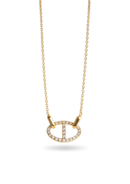 Collier Acier Inoxydable Maille Marine Zircon