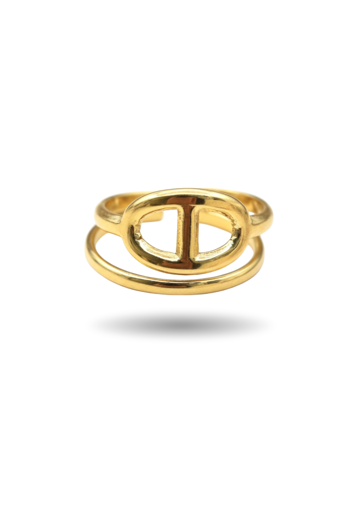 Bague Acier Inoxydable Double Rangs Ovale