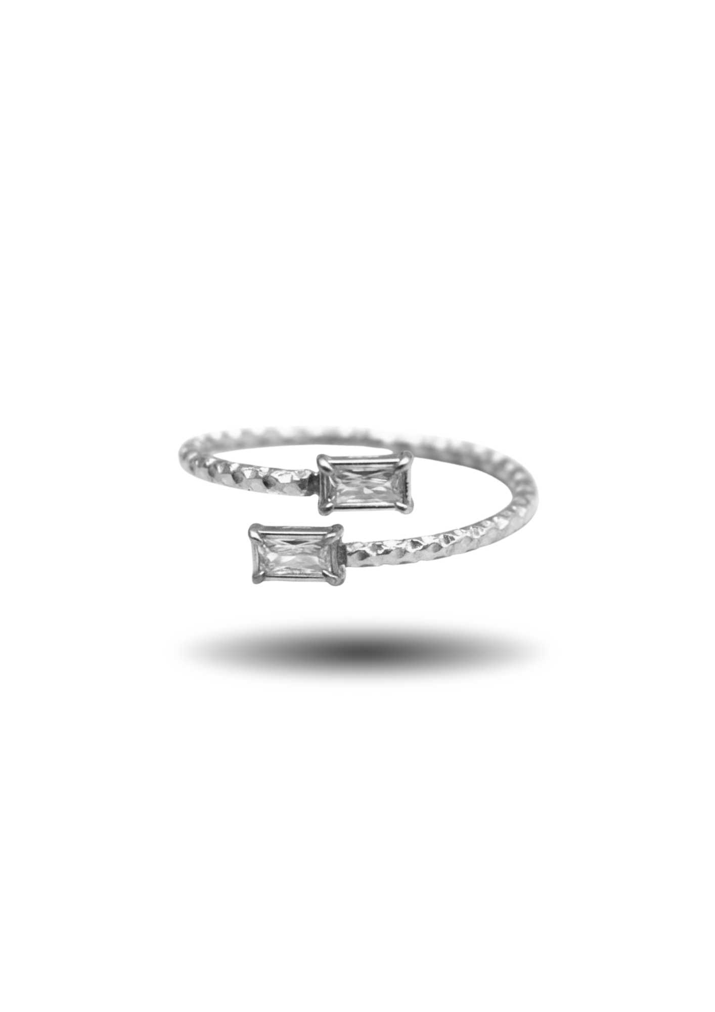 Bague Acier Inoxydable Double Strass