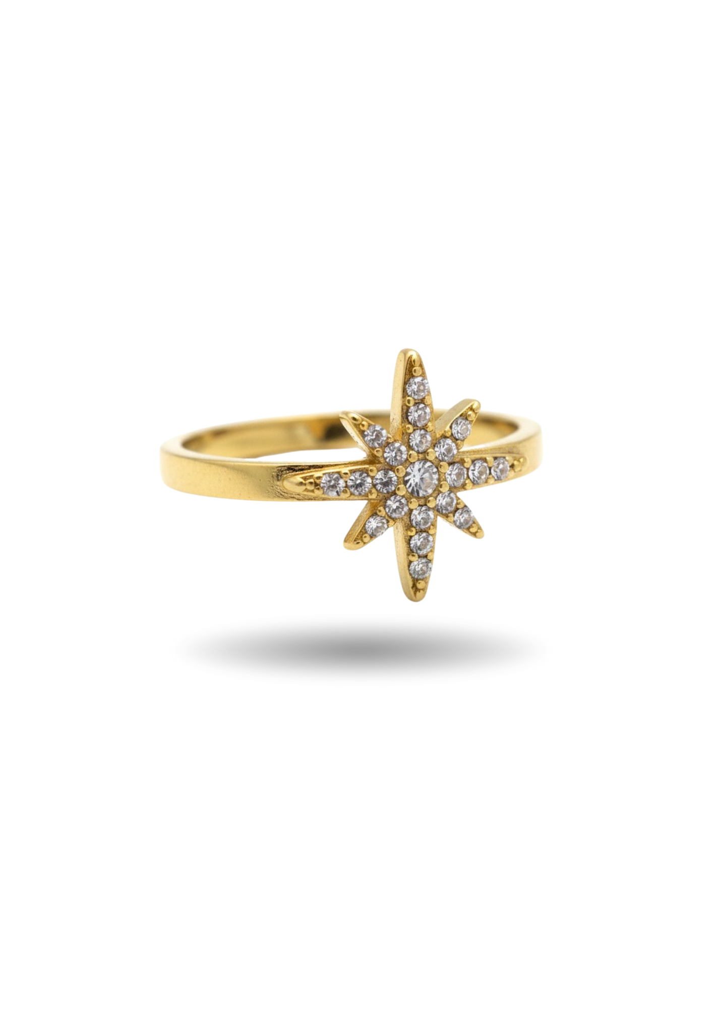 Bague Acier Inoxydable Étoile Strass