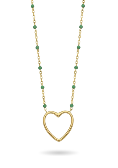 Collier Acier Inoxydable coeur perle