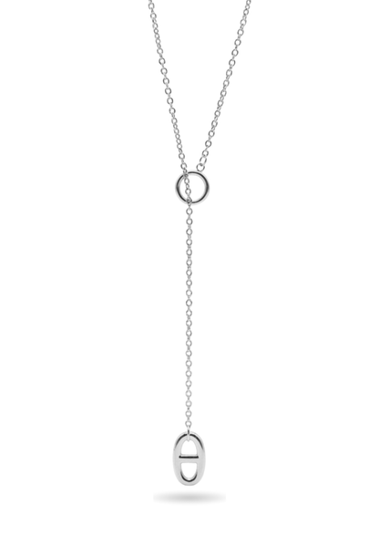 Collier Y Acier Inoxydable Pendentif Ovale
