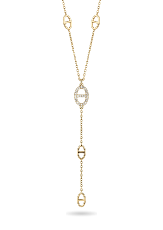 Collier Y Acier Inoxydable Maille Ovale